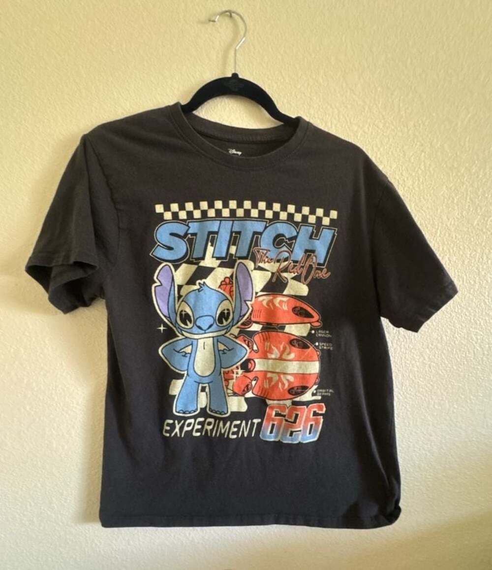 Disney Lilo & Stitch Experiment 626 Graphic Tee Shirt Charcoal Gray Large